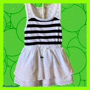 MAGGIE & ZOE, beautiful dress, blue and white striped top with lace back